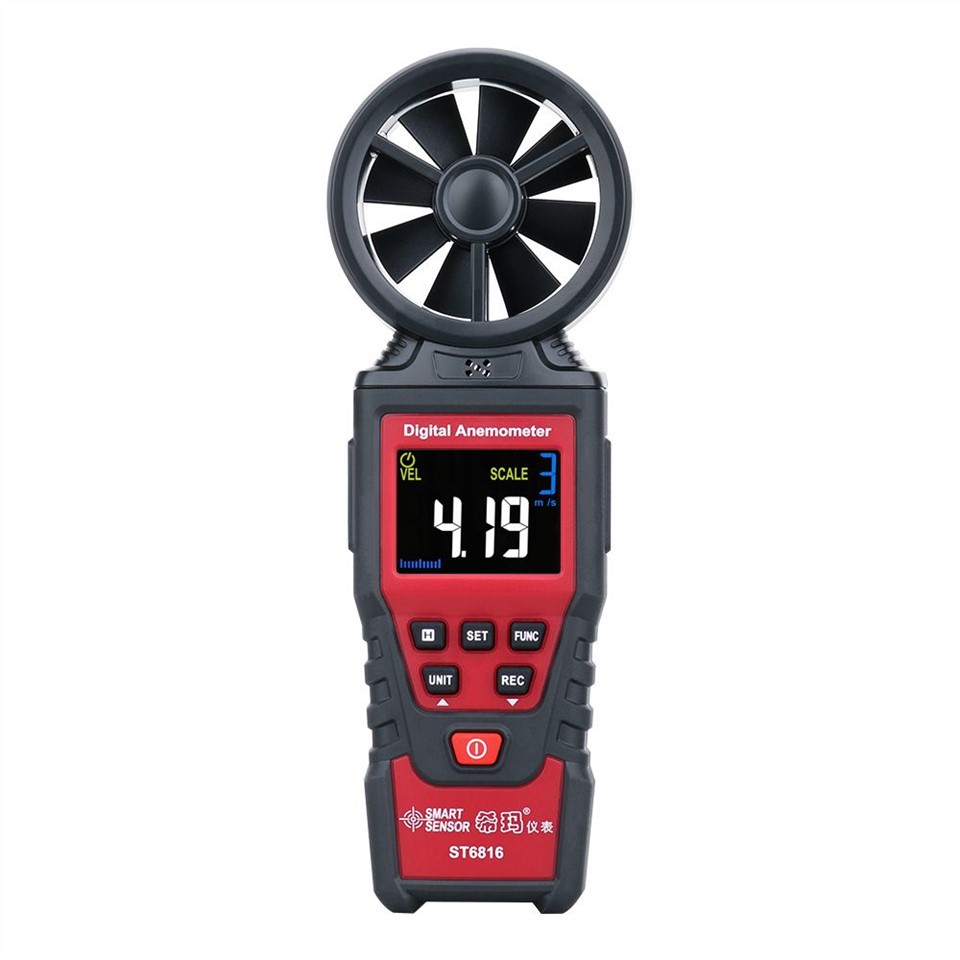 Digital Portable Anemomèt Koulè LCD